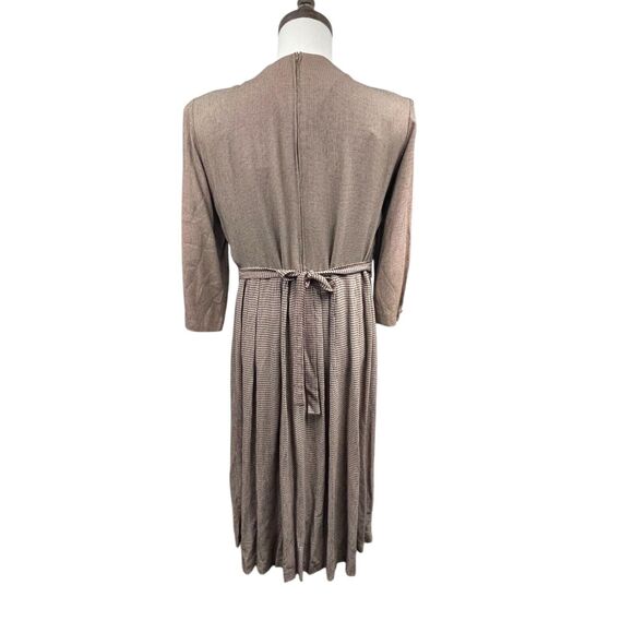 VTG 80s Tan Black Maxi Dress XL Embroidered Vest Cottage Boho Prairie Gingham - Picture 6 of 11